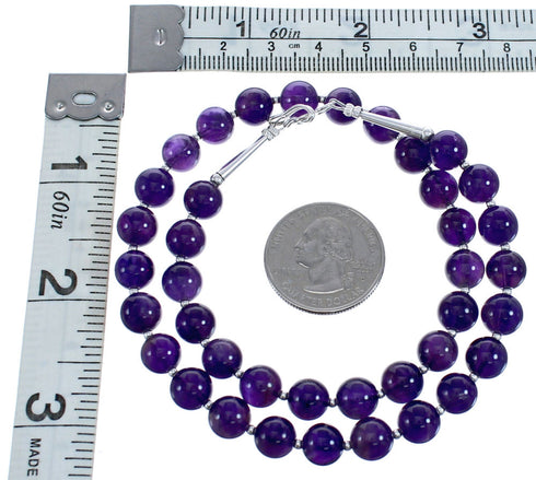 Sterling Silver And Amethyst Southwestern Bead Necklace BX120550